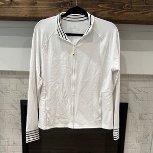 Southern Tide White zip up Jacket with Striped Accents